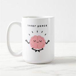 Cute Meditating Brain & Minimalist Inner Peace Kaffemugg