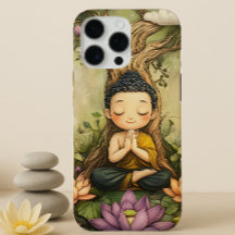 Cute Meditating Buddha | Zen Lotus Andlig Art