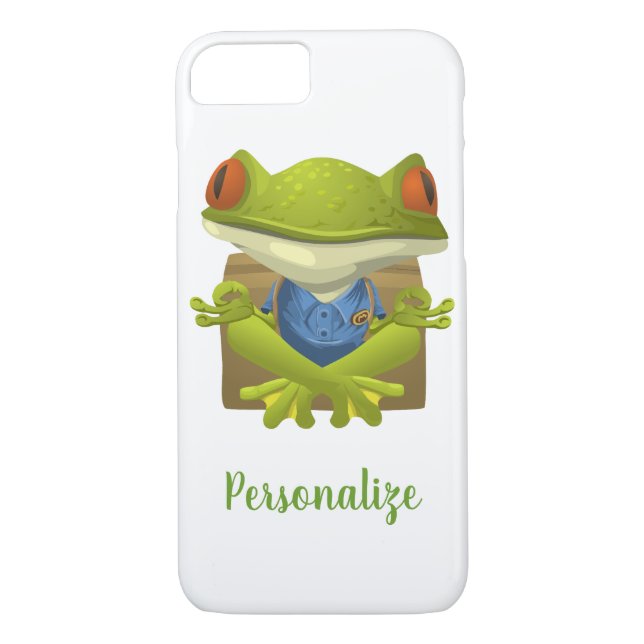 Cute Meditating Illustrated Grönt Frog Case-Mate iPhone Skal (Baksida)