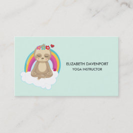 Cute Meditating Sloth i Lotus Position Yoga Visitkort