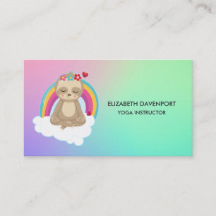 Cute Meditating Sloth i Lotus Position Yoga Visitkort