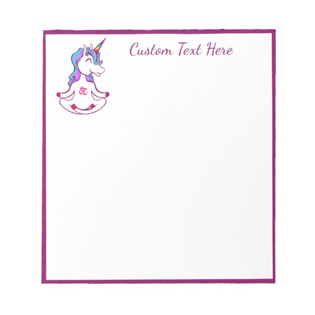Cute Meditating Unicorn Zen Yoga Lotus Namaste Anteckningsblock (Framsida)