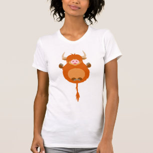 Cute Meditation Tecknad Highland Cow Women T-Shirt