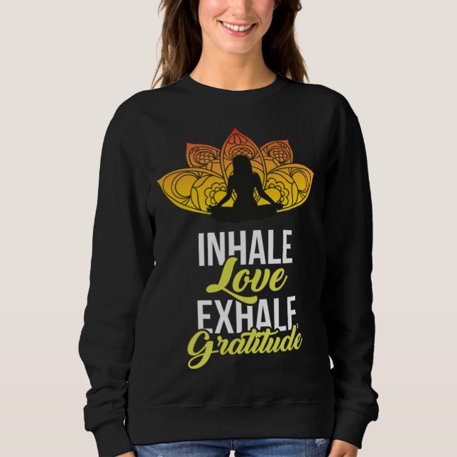 Cute Meditation Tees  Inhale Love Exhale Gratitude T Shirt (Framsida)