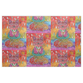 Cute Meditation Yoga Cat Fabric Tyg
