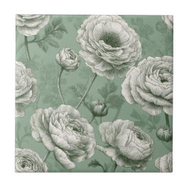 Cute Mediterranean Ranunculus Tiles For Spa-Style Kakelplatta