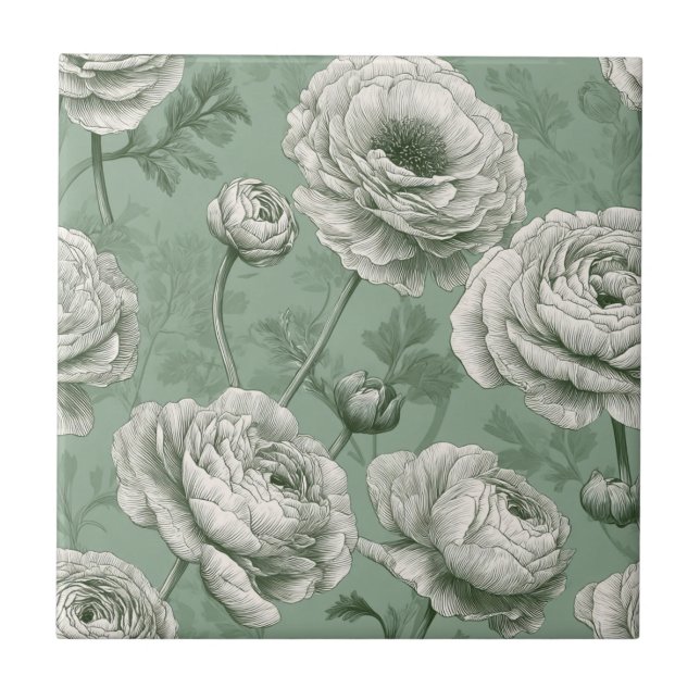 Cute Mediterranean Ranunculus Tiles For Spa-Style Kakelplatta (Framsidan)