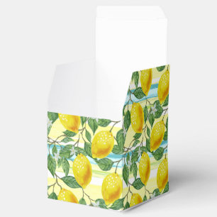 Cute Mediterranean Summer Lemon Fruit Art Mönster Presentaskar