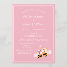 Cute Meed to bi Elegant Rosa Bröllop Inbjudningar