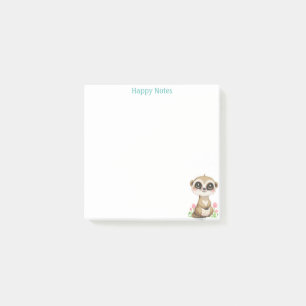 Cute Meerkat and Flowers Personlig Post-it Block