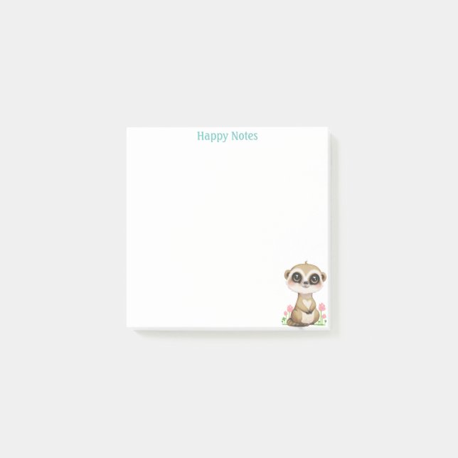 Cute Meerkat and Flowers Personlig Post-it Block (Framsida)