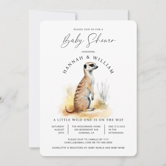 Cute Meerkat Baby Shower Gender Neutral Inbjudningar (Framsida)