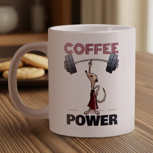 Cute Meerkat Coffee Power Weightlift Tecknad Jumbo Mugg