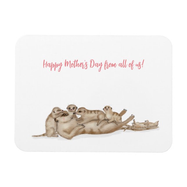 Cute meerkat-familjen Mors dag magnet (Horisontell)