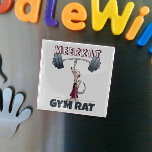 Cute Meerkat Gym Råtta Funny Weightlifter Tecknad Magnet