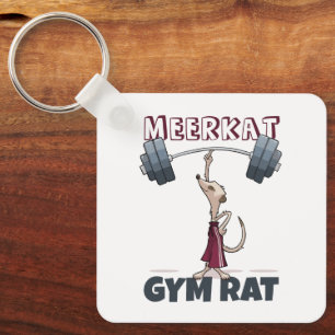 Cute Meerkat Gym Råtta Funny Weightlifter Tecknad Nyckelring