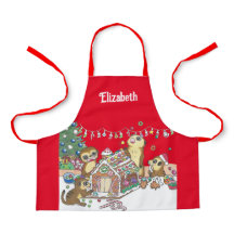 Cute Meerkat Helgdag Gingerbröd house Barn Apron