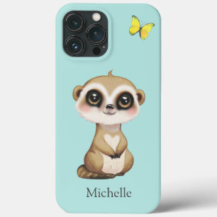 Cute Meerkat och Butterfly på Teal