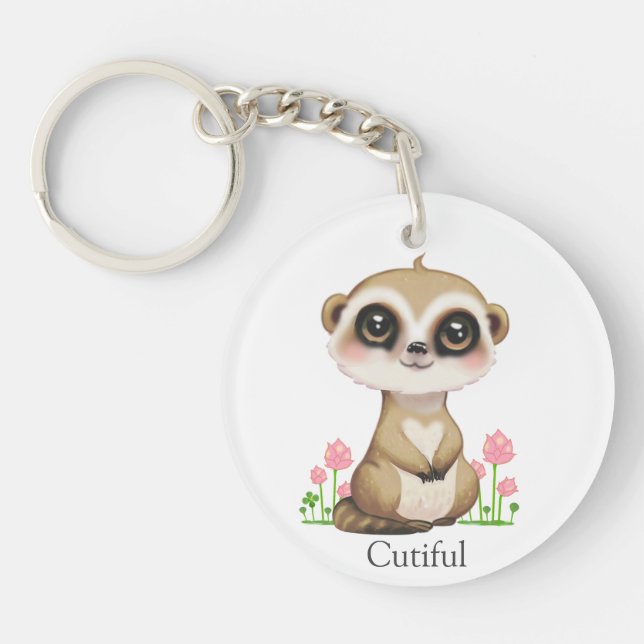 Cute Meerkat och Flowers på White (Framsidan)