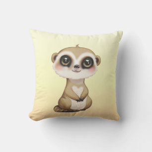 Cute Meerkat på Light Sand Beige Kudde