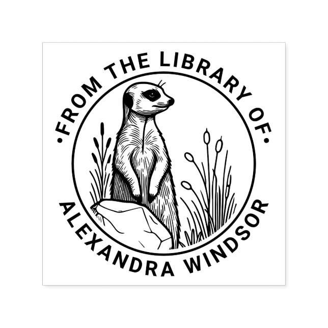 Cute Meerkat Stående #1 Bibliotek Bok Namn Självfärgande Stämpel (Design)