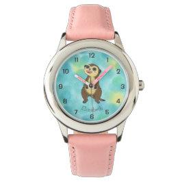 Cute Meerkat Tecknad Rosa Kids Namn Watch Armbandsur