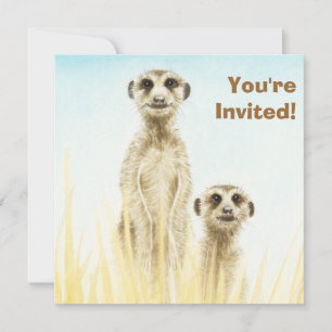 Cute Meerkats Födelsedagsfest inbjudan