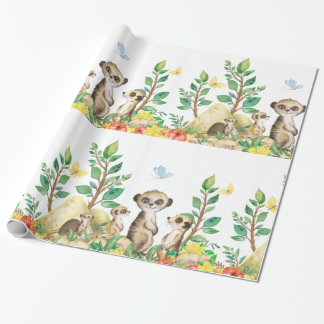 Cute Meerkats Roligt Kids Animals Glossy Wrappy Presentpapper