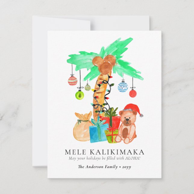 Cute Mele Kalikimaka Tropical Hawaiian jul Julkort (Framsida)