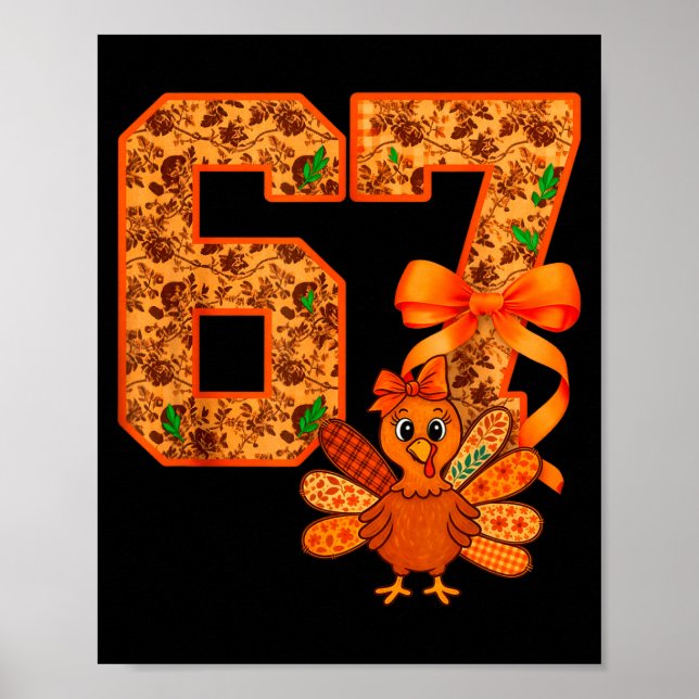 Cute Meme 67 Coquette Bow Turkey Thanksgiving Aest Poster (Framsidan)