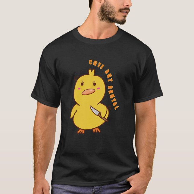 Cute men Brutal Cute Anka med Knivar T Shirt (Framsida)