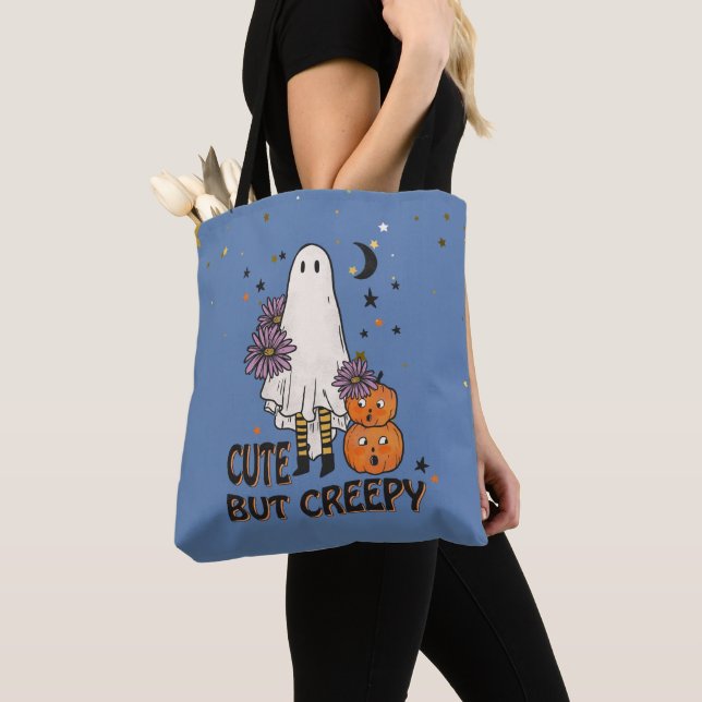 Cute Men Creepy Cute Ghost och Stars Halloween Tygkasse (Närbild)