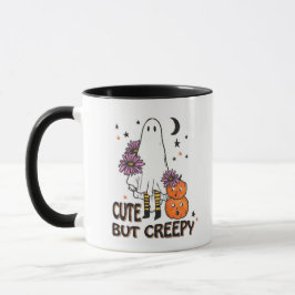 Cute Men Creepy Ghost och Pumpkins Halloween Mugg