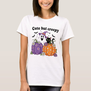 Cute men Creepy Halloween Ghost & Cat Design T Shirt