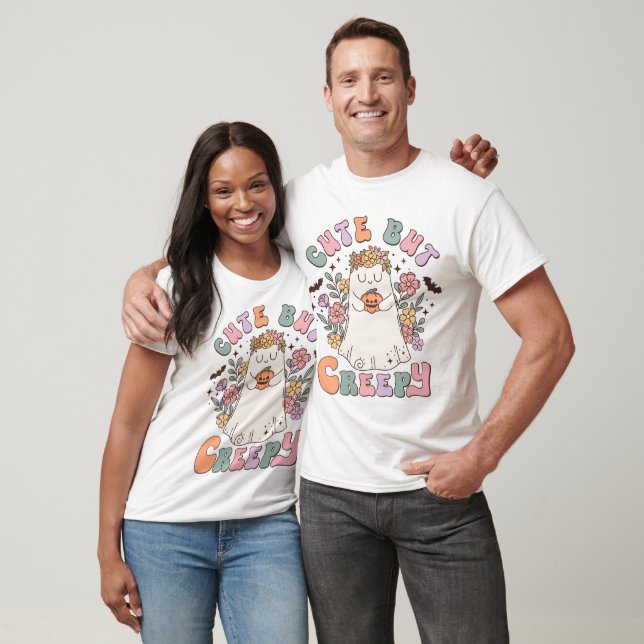 Cute men Creepy Halloween Ghost Pumpkin T Shirt (Unisex)