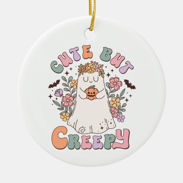 Cute Men Creepy Halloween Julgransprydnad Keramik (Framsidan)