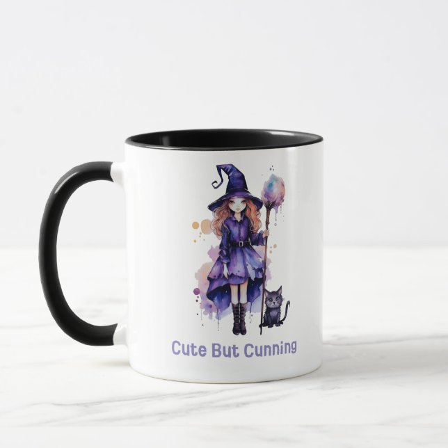 Cute men Cunning Black Cat Witch Halloween Mugg (Vänster)