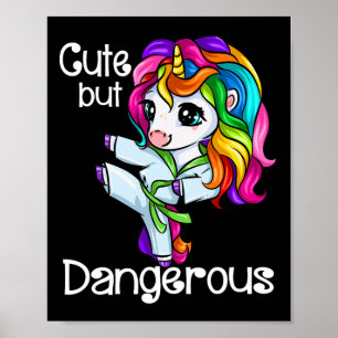 Cute men Dangerous Funny Karate Unicorn Girl Poster