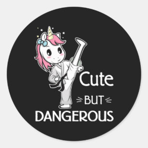Cute men Dangerous Karate Taekwondo Unicorn Karate Runt Klistermärke