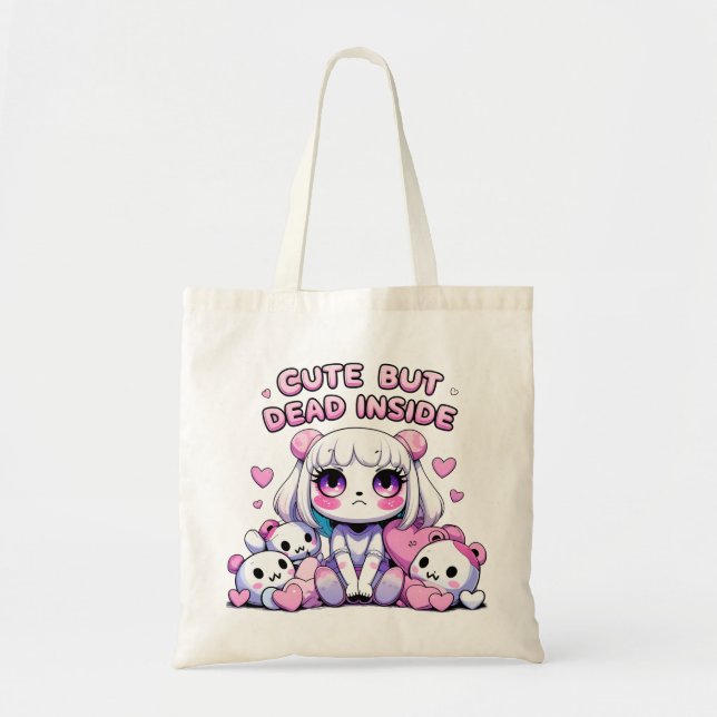 Cute men Dead Inside Aesthetic Ghost Tote Bag Tygkasse (Framsidan)