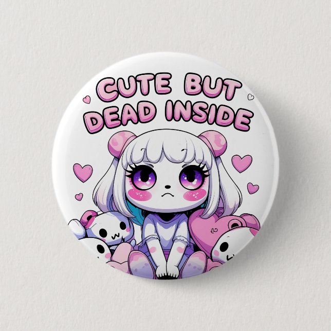 Cute men Dead Inside Kawaii Aesthetic Button Pin Knapp (Framsida)