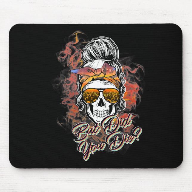 Cute, men dog du Messy Bun Sugar Skull Roligt Hal Musmatta (Framsidan)