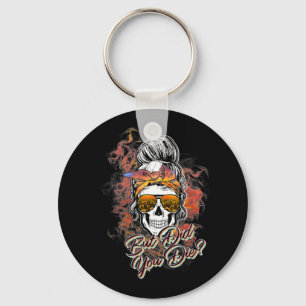 Cute, men dog du Messy Bun Sugar Skull Roligt Hal Nyckelring