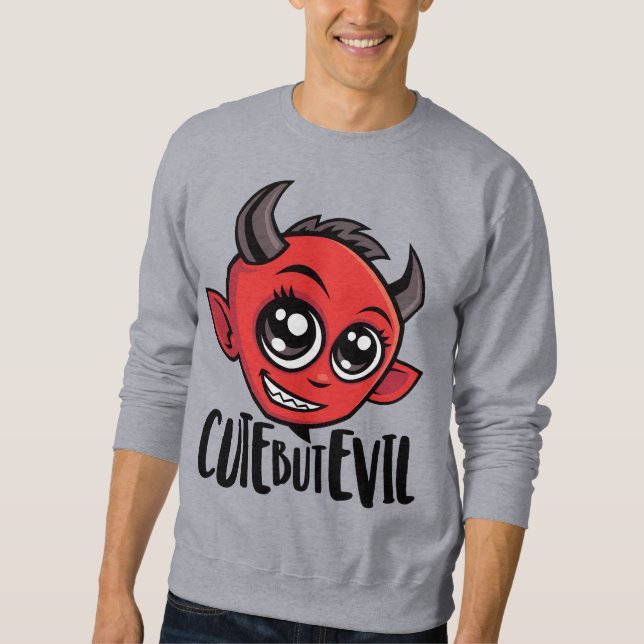 Cute men Evil Lång Ärmad Tröja (Framsida)