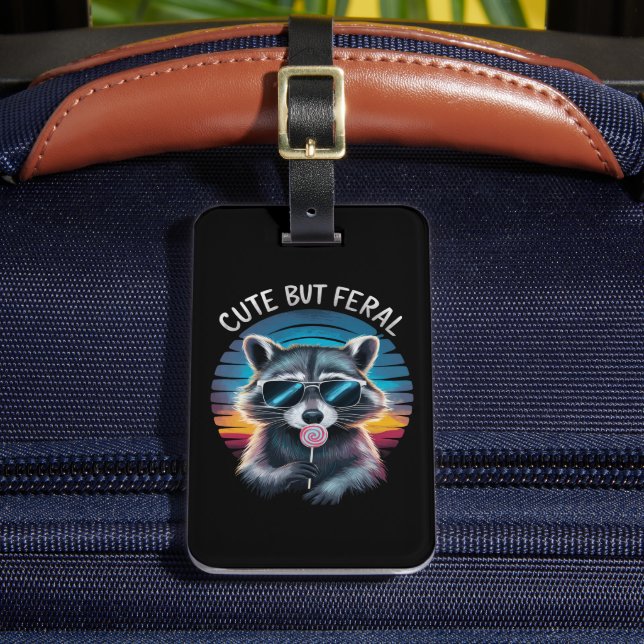 Cute Men Feral Funny Raccoon Bagagebricka (Framsida Insitu 2)