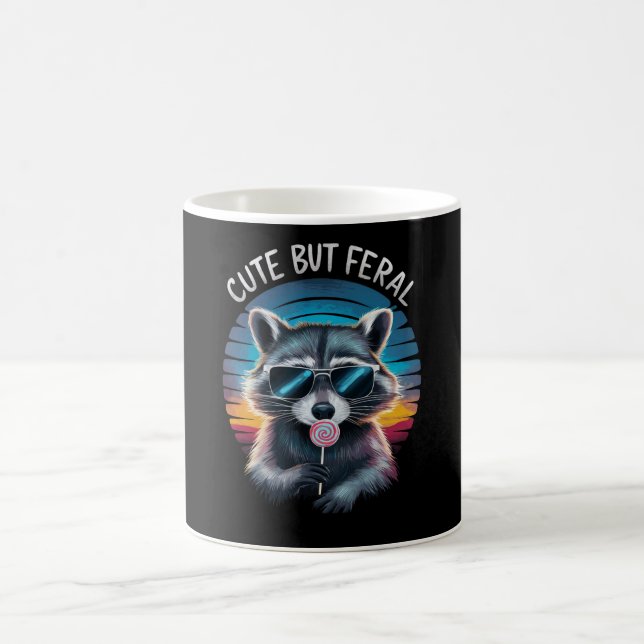 Cute Men Feral Funny Raccoon Kaffemugg (Center)