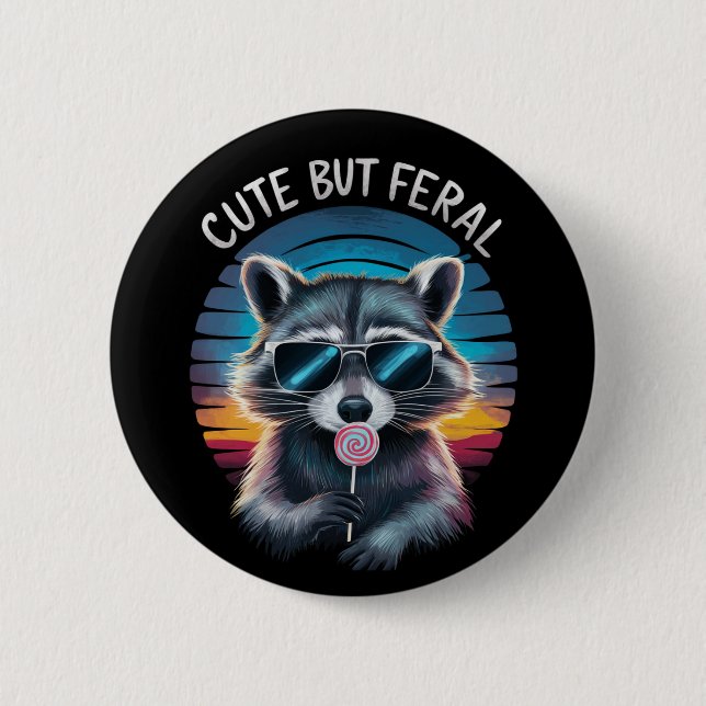 Cute Men Feral Funny Raccoon Knapp (Framsida)