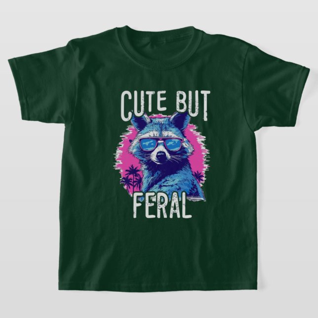 Cute Men Feral Funny Raccoon T Shirt (Laydown)