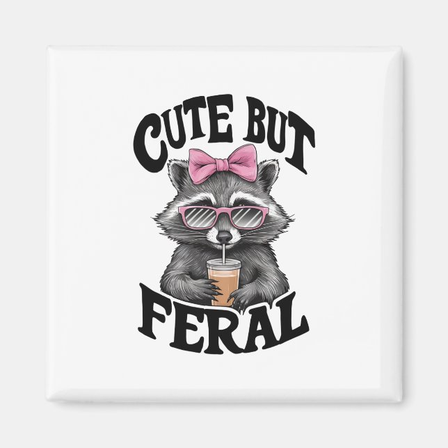 Cute men Feral Racoon med solglasögon Racoon Magnet (Framsidan)