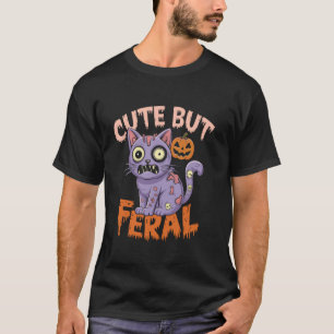 Cute Men Feral Zombie Cat Halloween T Shirt